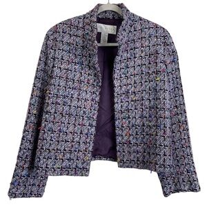 Vintage Doncaster Tweed Wool Blend Purple Multicolor Blazer Suite Jacket Size 10